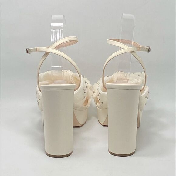 Loeffler Randall Natalia Crystal-Embellished Bow Platform Sandals size 10.5 - Picture 9 of 13